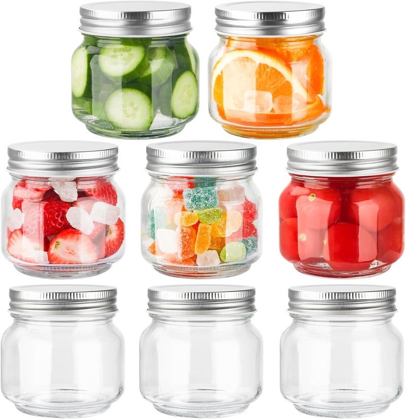 GUEQUITLEX Glass Mason Jars With Lids Genuine Preserve Jar 8oz, Canning Jars for Food Storage, Dry Food, Snacks, Candies, DIY Projects 8 Pack - Image 1